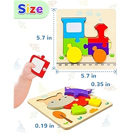 Yetonamr Wooden Toddler Puzzles Gifts Toys for Boys Girls, 12 Vehicle Shape Montessori Toy Educational Blocks Kids Toys Gift Baby Learning Toy