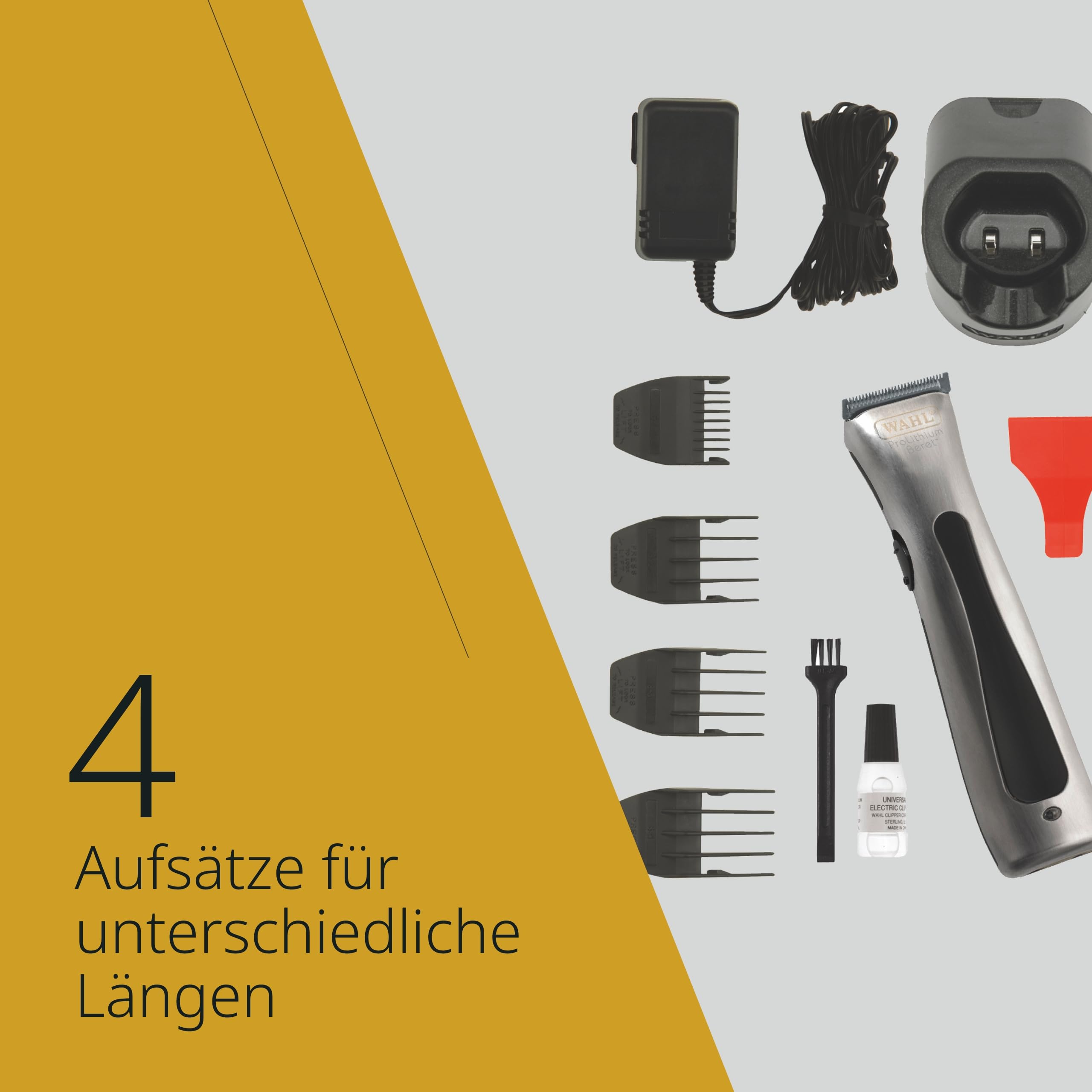 Wahl Beret, Netz- und kabelloser Konturen-Haarschneider, Silber/Schwarz | Konturen-Haarschneider mit Präzisionsklingensatz, Schnellwechselsystem, Haartattoos, Lithium-Ionen-Akku, 75 Minuten Laufzeit