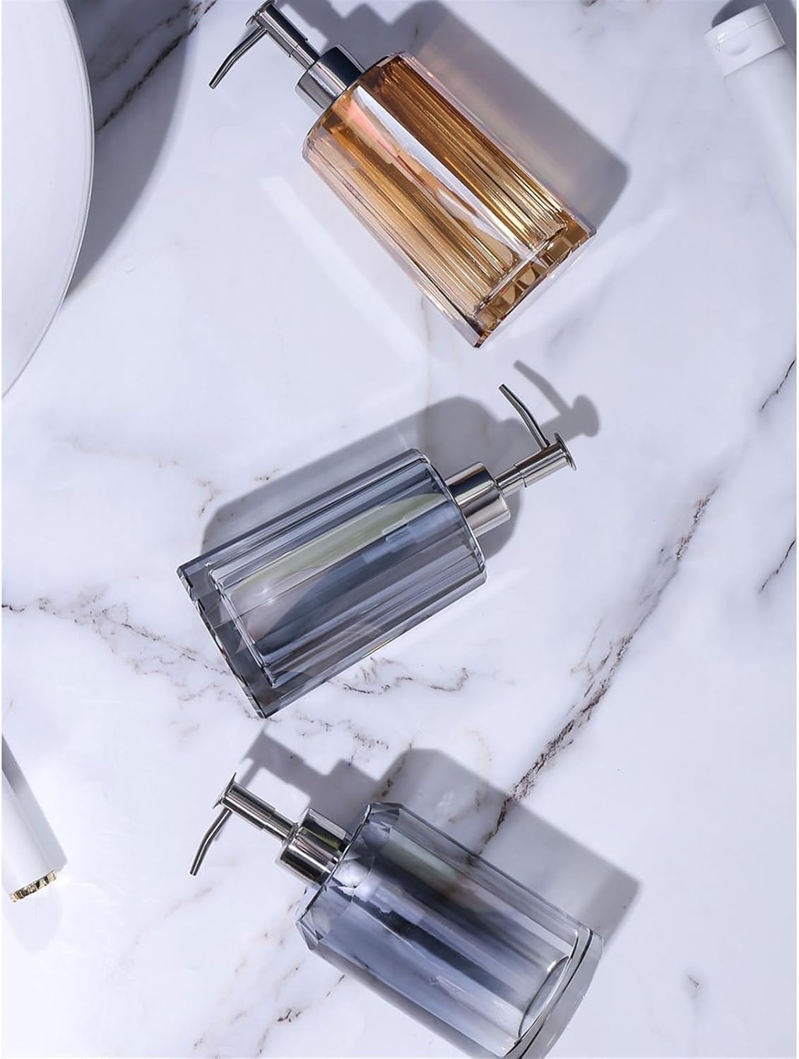 Kitchen Soap Dispenser 180ML Crystal Soap Dispenser Press Type Shampoo Shower Gel Dispensing Bottle Stainless Steel Pump Head Bathroom Soap Dispenser(Medium)