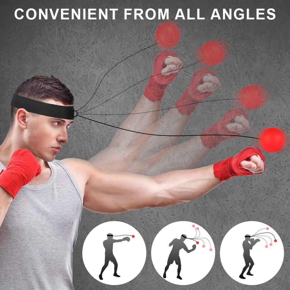flintronic Pelota de Reflejos Boxeo, Bola de Entrenamiento de Boxeo con Diadema Boxing para Fitness MMA Muay Thai, Mejora Las Reacciones de Velocidad, Enfoque y Coordinación de Mano Ojo