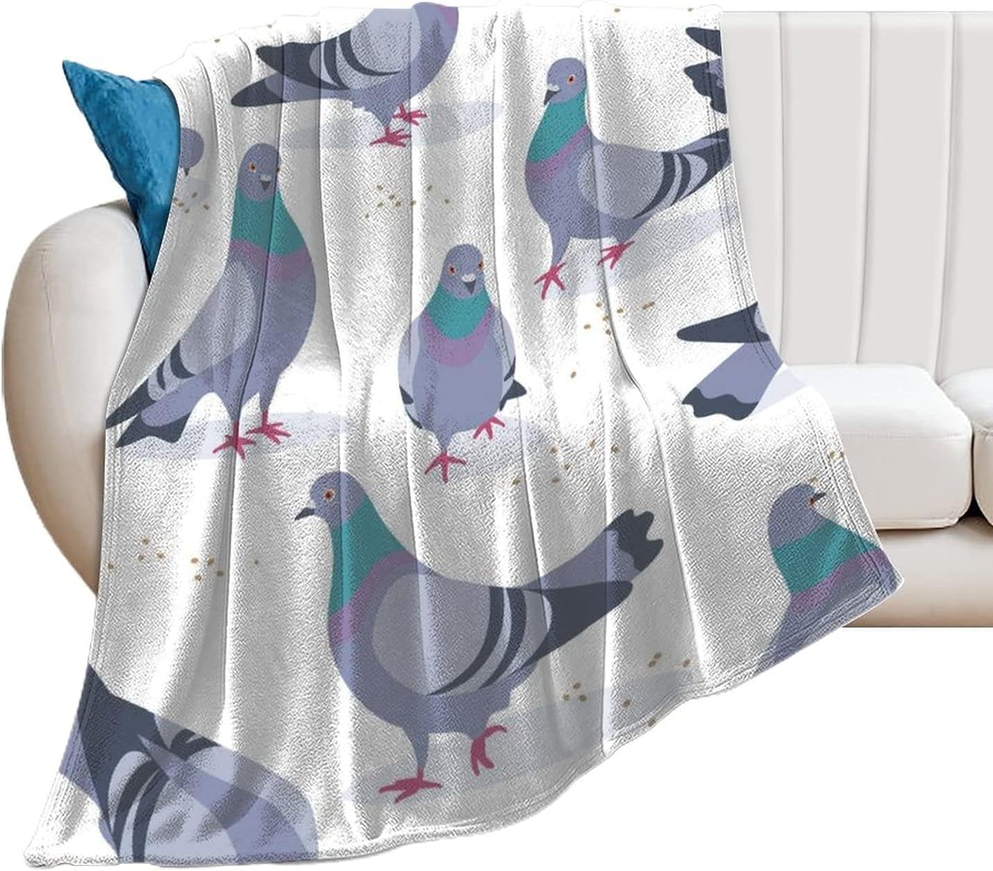 Buohwiwe Pigeon Blanket Animal Bird Throw Blanket Fluffy Fleece Blanket Pigeon 3D Printing Warm Flannel Blankets 130x150 cm Super Soft Cozy for Travel Couch Sofa Bed 5511y