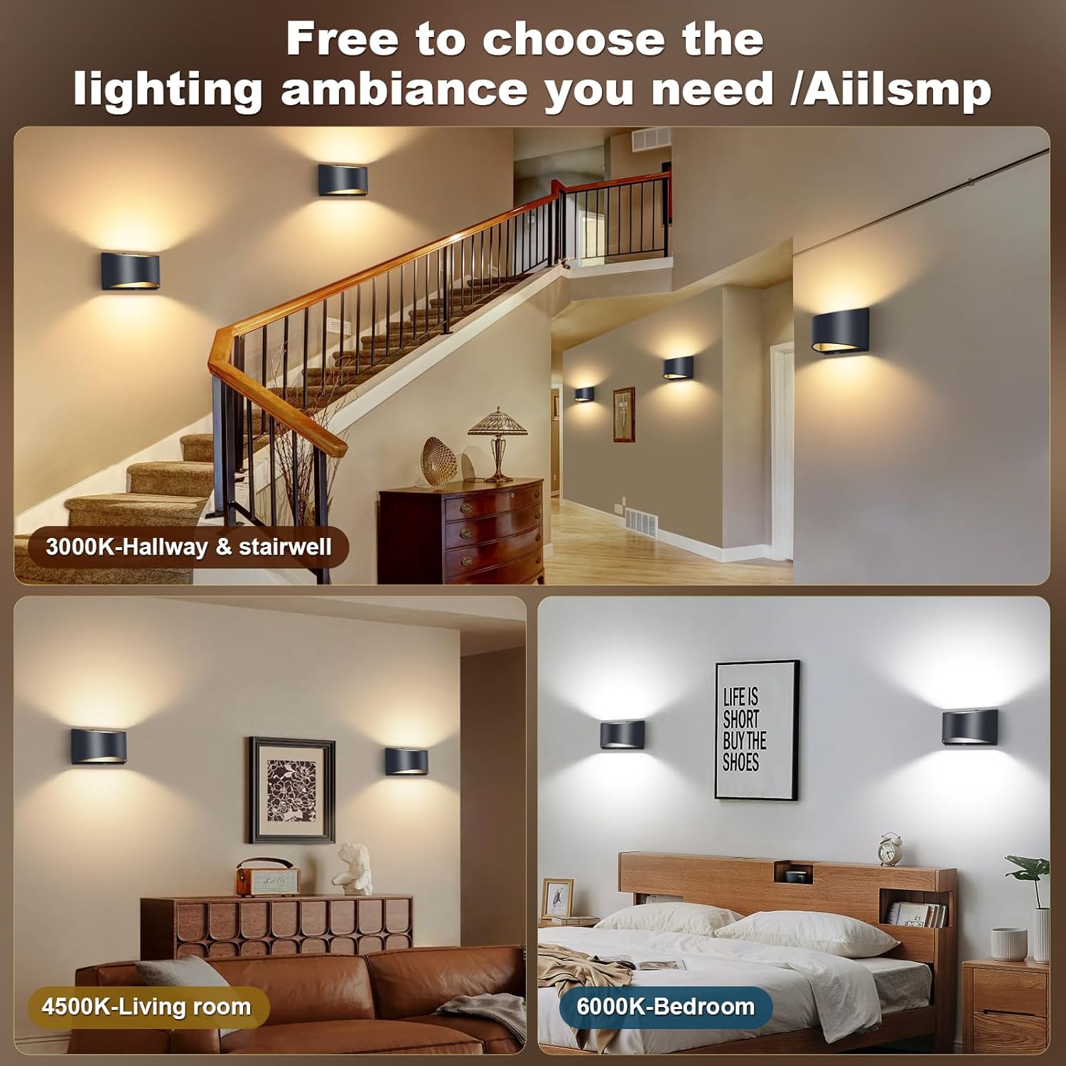 Battery Operated Wall Sconce with Remote Control,No Hardwired Aluminum Black Modern LED Wall Sconce Indoor,50W Equivalent Battery Wall Light,3000K-6500K Dimmable Wall Lamp