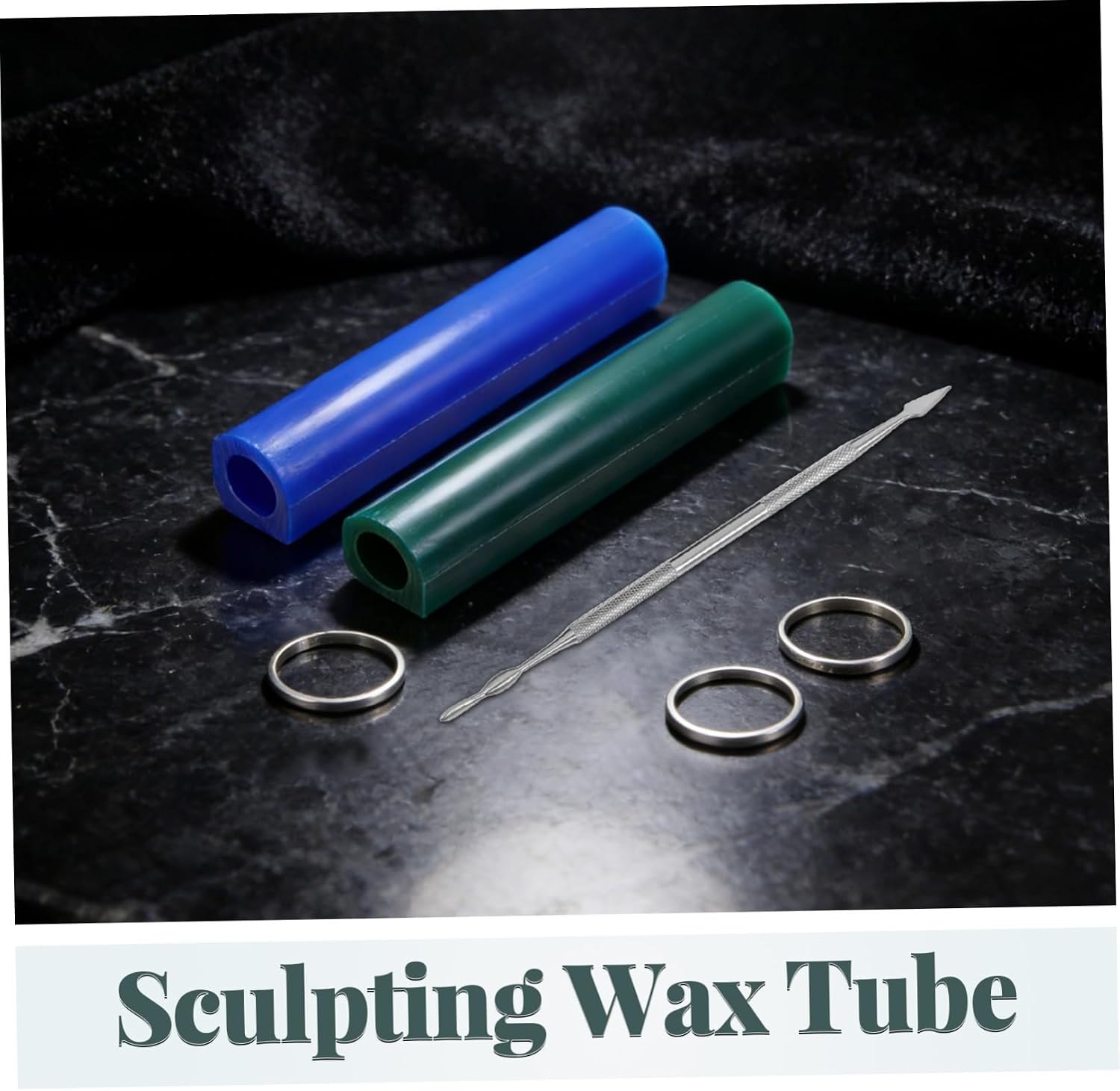 Blue Ring Carving Wax Tube Set with Stainless Steel Knife for Jewelry