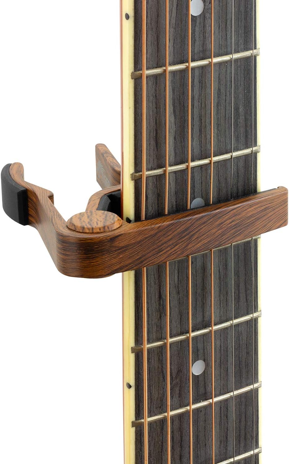 Tiger Trigger Capo with a Dark Wood Finish - Wooden Finish Guitar Capo - Suitable for Acoustic, Electric and Bass Guitar