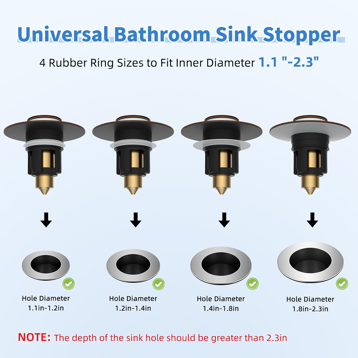 iFealClear Metal Universal Bathroom Sink Stopper, Upgraded Stainless Steel Sink Drain Strainer for 1.1''~2.36" Basin Pop Up Drain Strainer, Anti-Clogging Filter Basket, Oil Rubbed Bronze