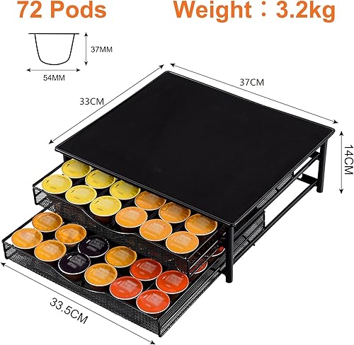 Vista 14 de Cajón de almacenamiento para cápsulas de café compatible con cápsulas Dolce Gusto y K Cup, soporte para 24 cápsulas, almacenamiento compacto debajo