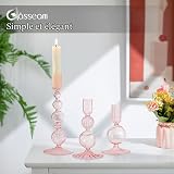 Glasseam Pink Glass Candlestick Holders: 3 Pcs Candle Sticks Holder - 4