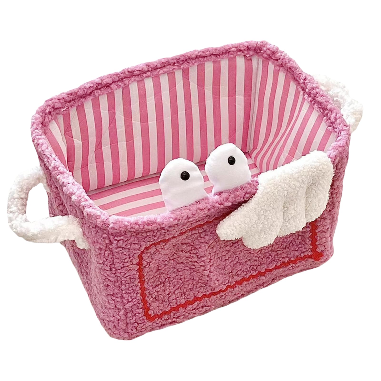 Foldable Toy Basket, Toy Storage with Handles, Stackable Multi-Purpose Container, Cute Little Monster Shape for Storing Toys, Snack (Pink)