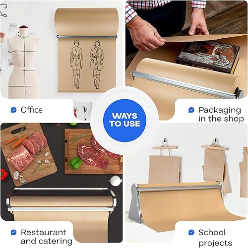 Miniatura 5 de IDL Packaging Dispensador y cortador de rollos de papel kraft de 36 pulgadas para rollos de hasta 36 pulgadas de ancho y 9 pulgadas de diámetro,