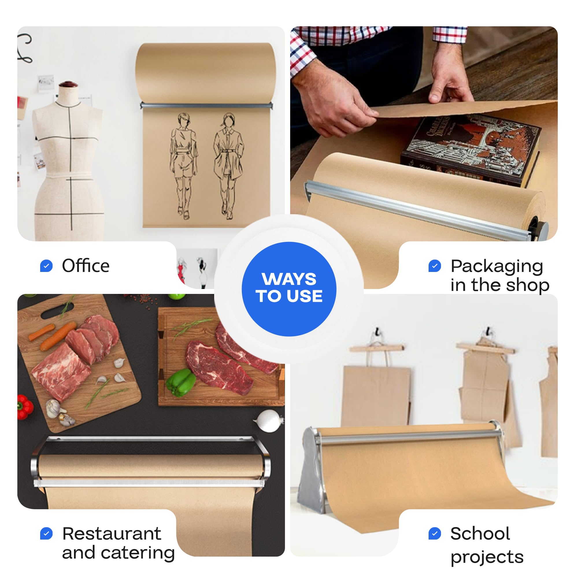IDL Packaging Dispenser e taglierina per rotoli di carta kraft fino a 91,4 cm di larghezza e 22,9 cm di diametro, supporto da tavolo in acciaio rinforzato con taglierino, per carta kraft e carta da