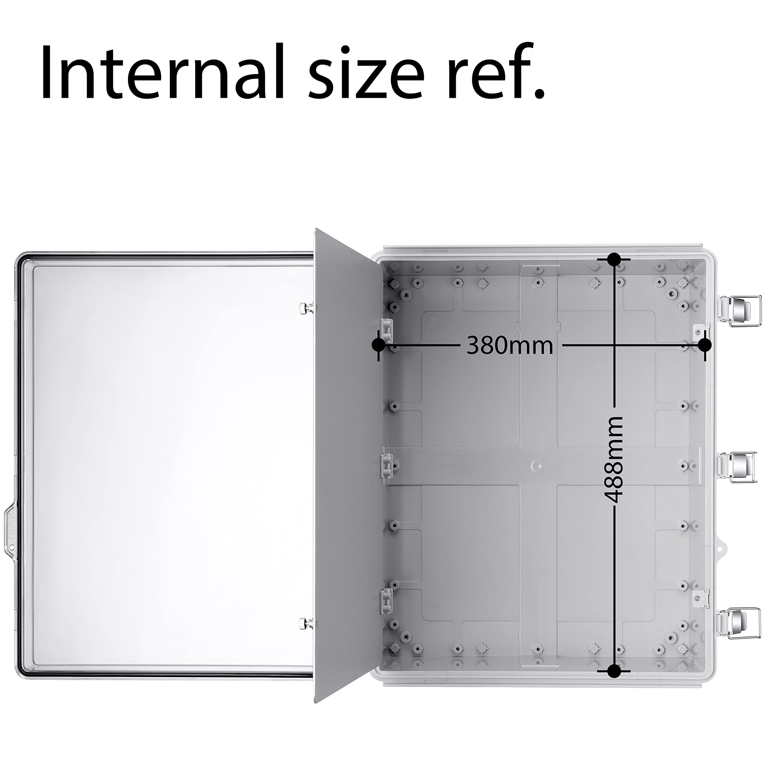 Gratury Junction Box, IP67 Waterproof Plastic Enclosure for Electrical Project, Hinged Transparent Cover, Includes Inner Door, Mounting Plate and Wall Bracket 510Ã—410Ã—200mm (20"Ã—16.1"Ã—7.9" TC-D)