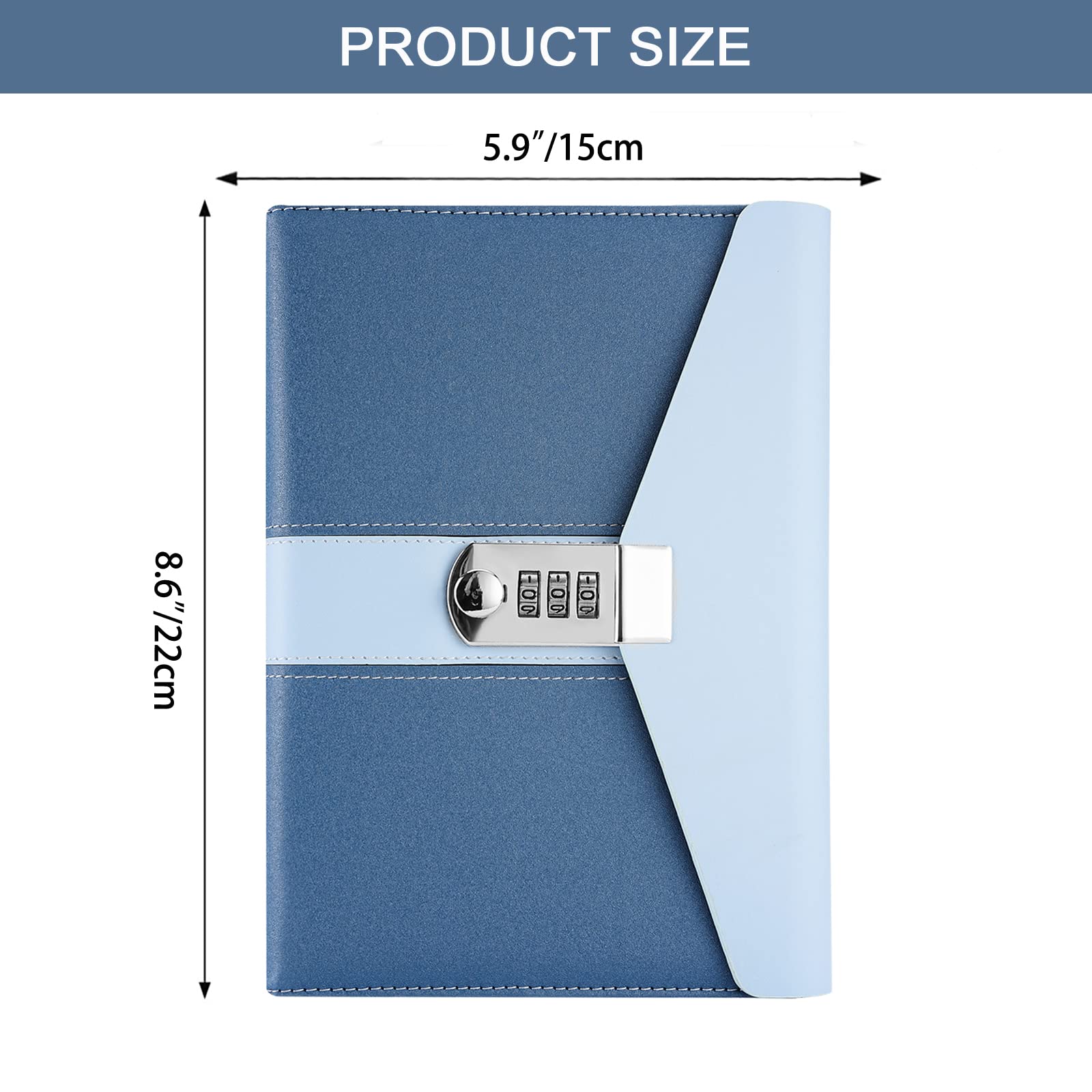 NectaRoy Notebook with Lock, A5 Business Lockable Diary, Locaked Travel Journal with Pen Holder&Card Slots - Image 2