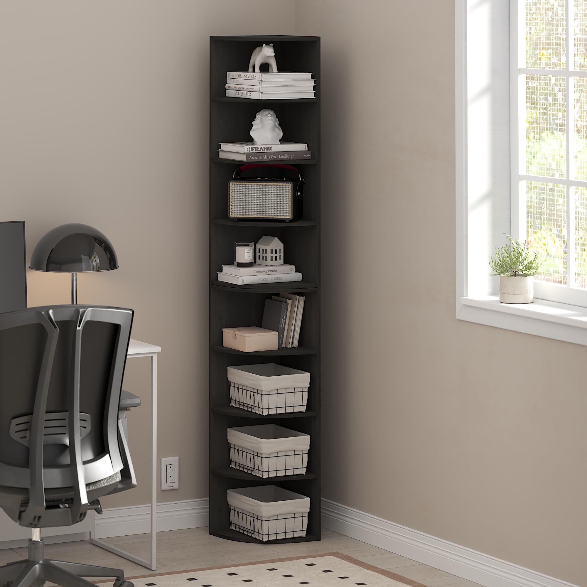 Amazon.com: Furinno ECON Corner Shelf, 8-Tier Corner Book Shelf