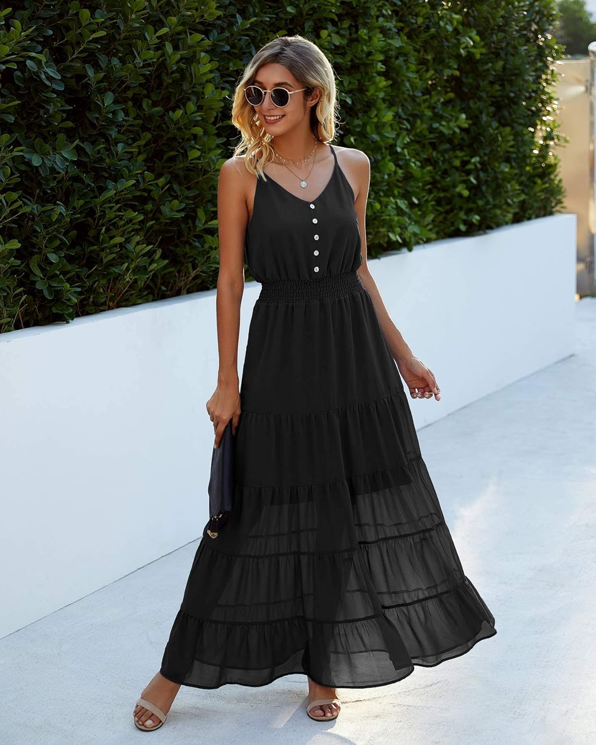 PRETTYGARDEN Women's 2026 Summer Maxi Dress Spaghetti Strap Sleeveless High Waist Beach Vacation Long Sundresses - Image 2