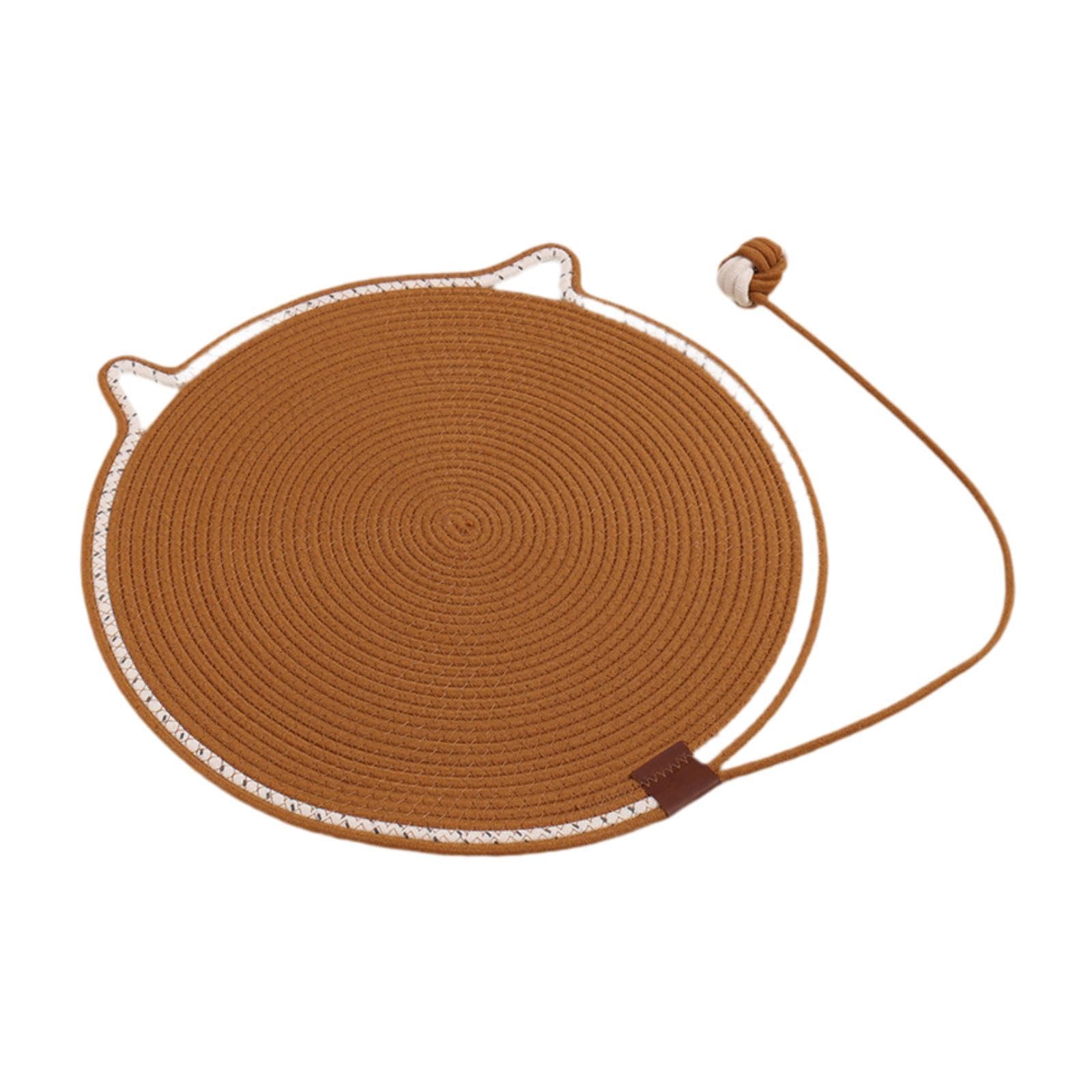 LOVIVER Cat Scratching Mat Scratch Pad Round Cotton Rope Furniture Protector Floor Cat Scratching Pad for Wall Couch Playing Relaxing, Khaki