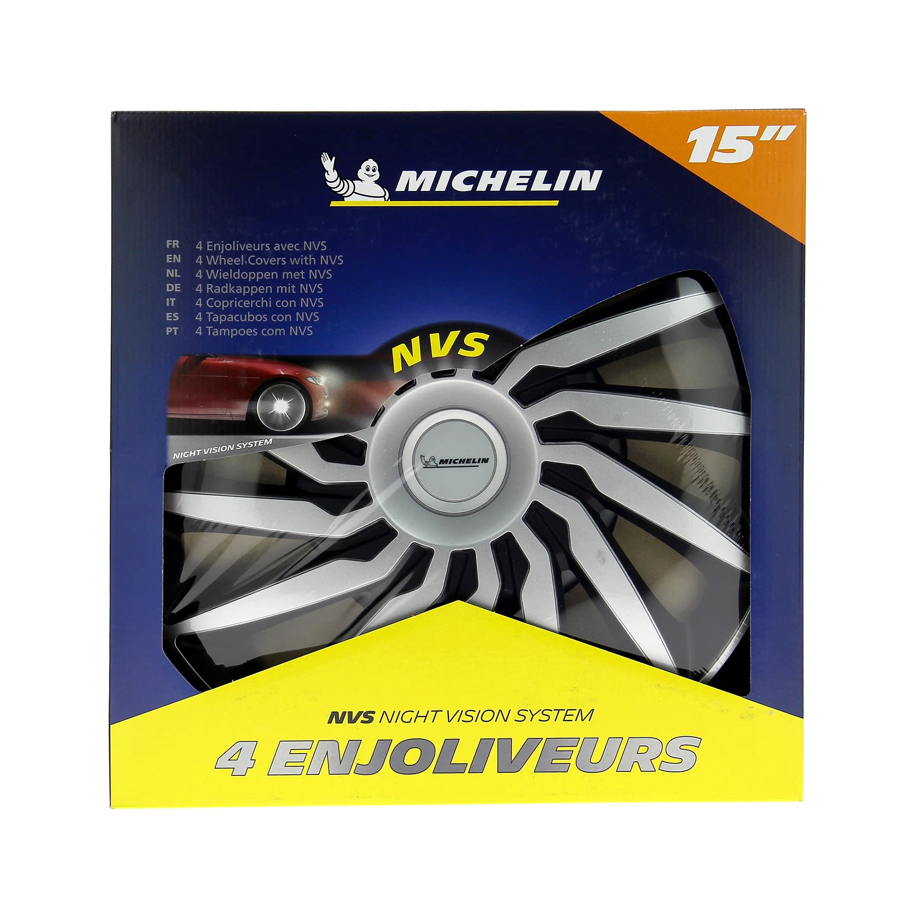 MICHELIN 4 kołpaki na koła NVS KENDO Black Silver 15"