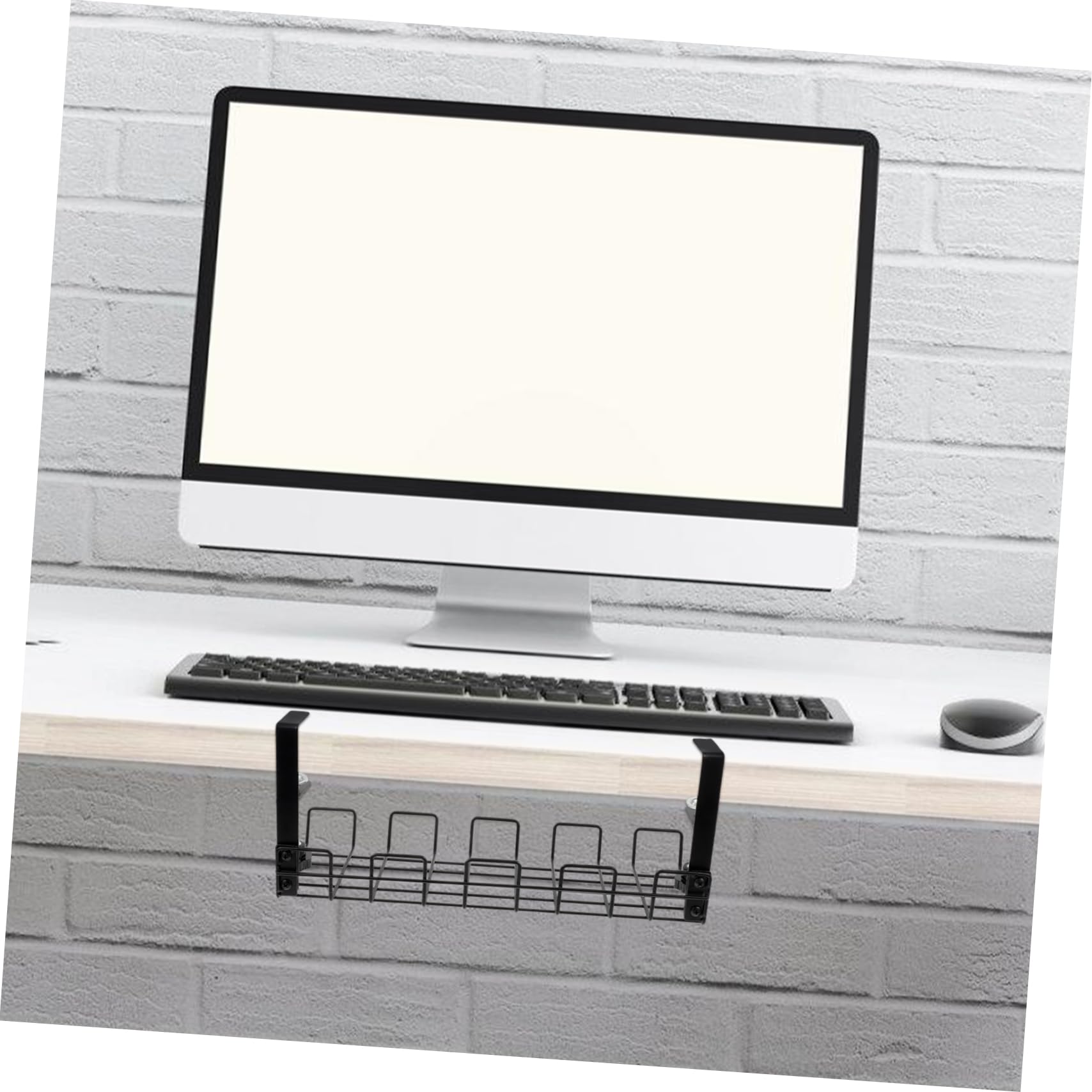 Portacavi Organizer Sottoscrivania in Acciaio al Carbonio Nero | Vassoio per Gestione Fili, Installazione Semplice, per Camera da Letto e Ufficio