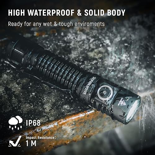 Miniatura 7 de Sofirn SP31 V3.0 Linterna táctica recargable, linterna de bolsillo de 2000 lúmenes altos con potente LED, interruptores duales y batería para EDC,