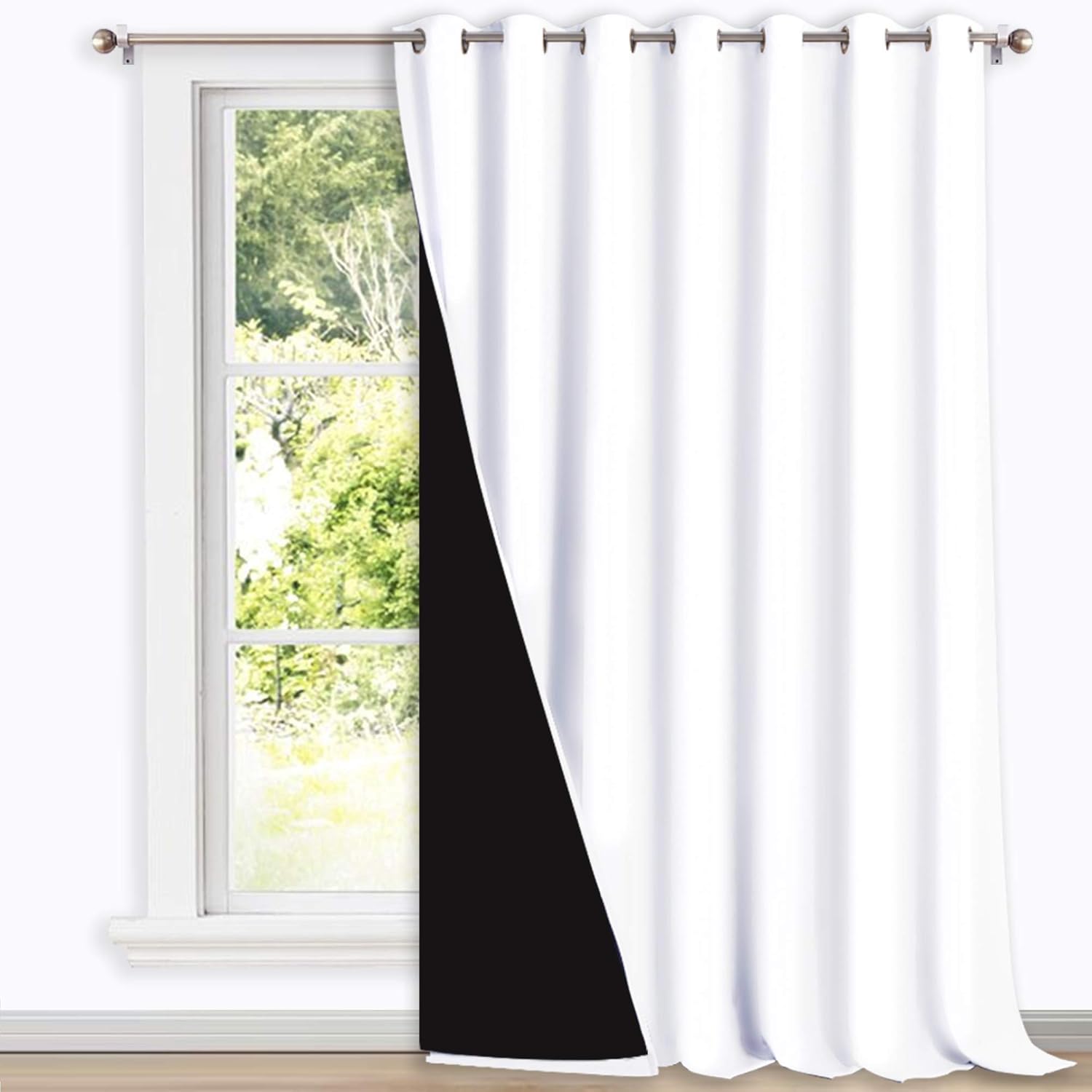 NICETOWN 100 Blackout Curtains Thick Long Black Lined Privacy