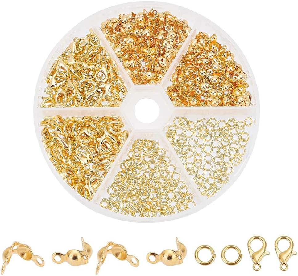 – PH PandaHall 500pcs Jewellery Making Supplies 100pcs Gold Lobster Claw Clasp Jewellery Clasp 200pcs 4mm Open Jump Ring 200pcs Bead Tips Knot Covers for Bracelet Closures Earring Necklace DIY Craft