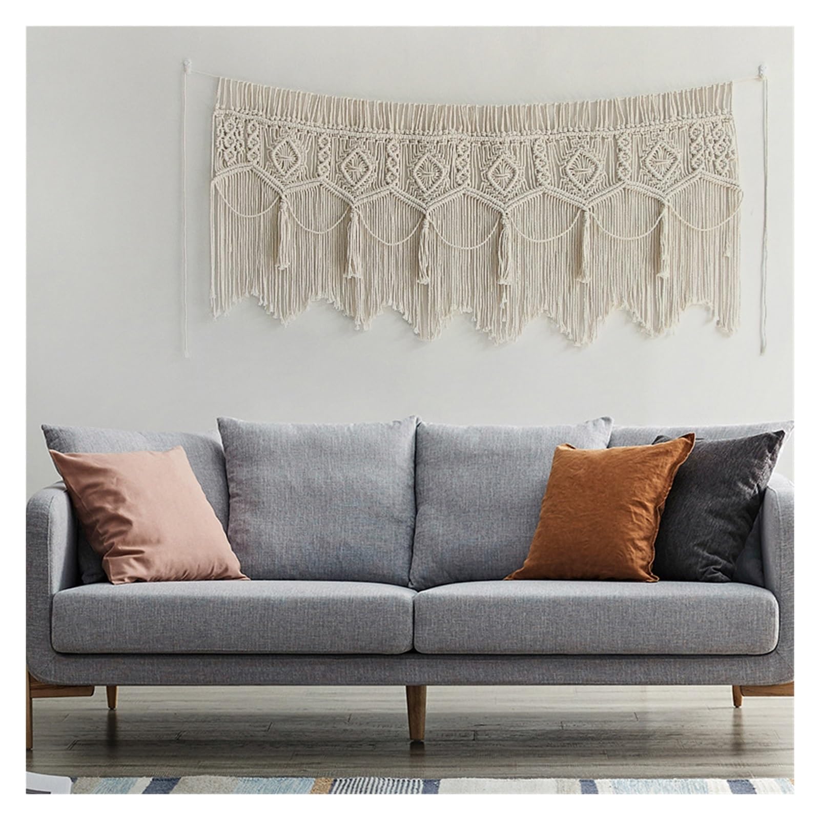 Rideau de Porte en Coton macramé tissé à la Main, 1 pièce, Tapisserie Murale Suspendue, décoration Artistique, d'arrière-Plan Mariage pour Cuisine
