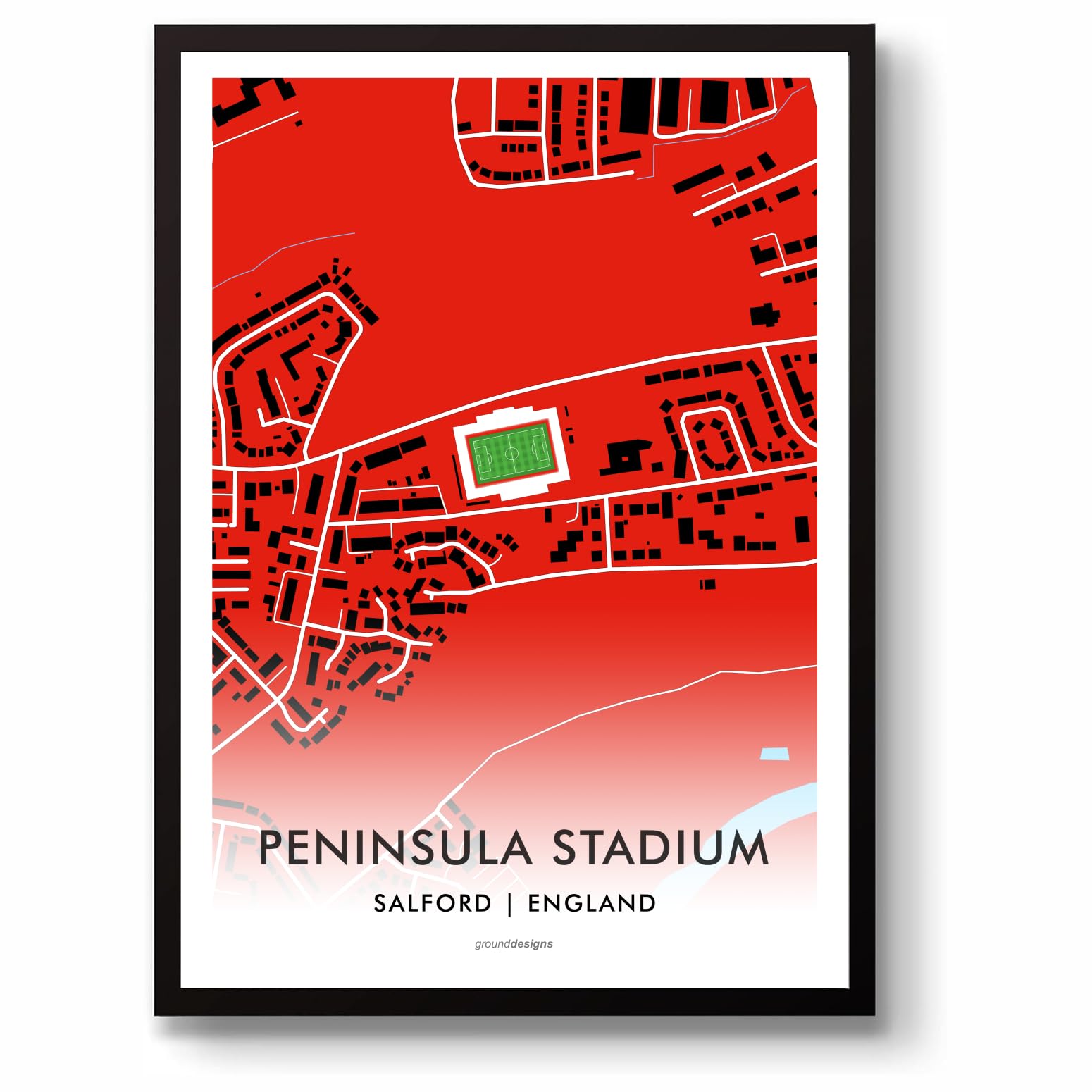 GroundDesigns SALFORD CITY FC Football Gift PENINSULA STADIUM Art Map Unframed A3 Print SCFC