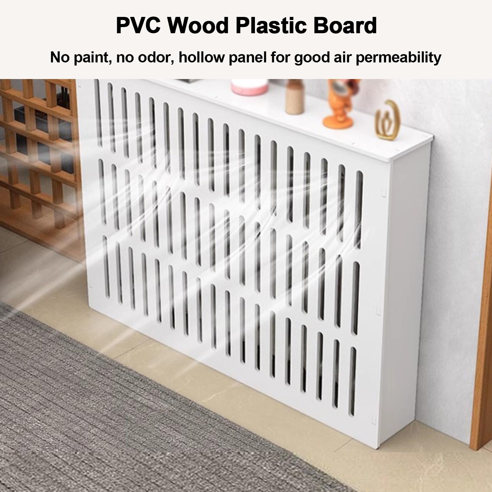 Osłony Grzejnikowe z Tworzywa PVC, Osłona Grzejnikowa z Pionowymi Żaluzjami, Odporna na Plamy I Zmywalna, do Dekoracyjnego Salonu(70 * 70 * 20cm/28 * 28 * 8in)