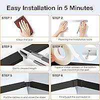 Vista 8 de Delamu – Funda para cable de 157" para ocultar cables, de PVC, para pared, se puede cortar, cubierta de cable pintado para cables, cubierta