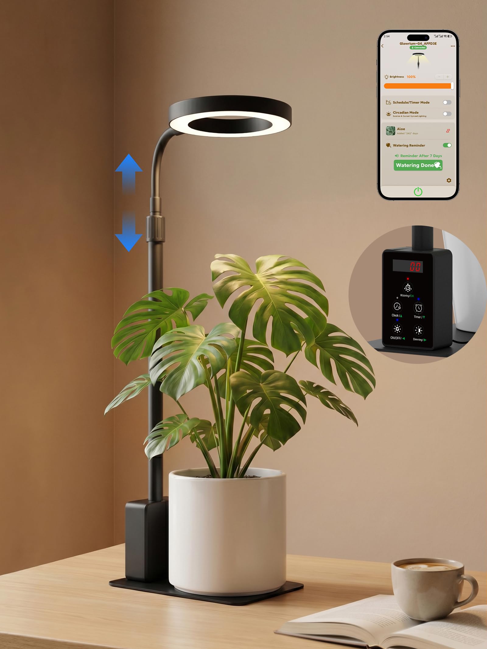 GLOWRIUM Smart Desktop Grow Light for Indoor Plants, Full Spectrum LED