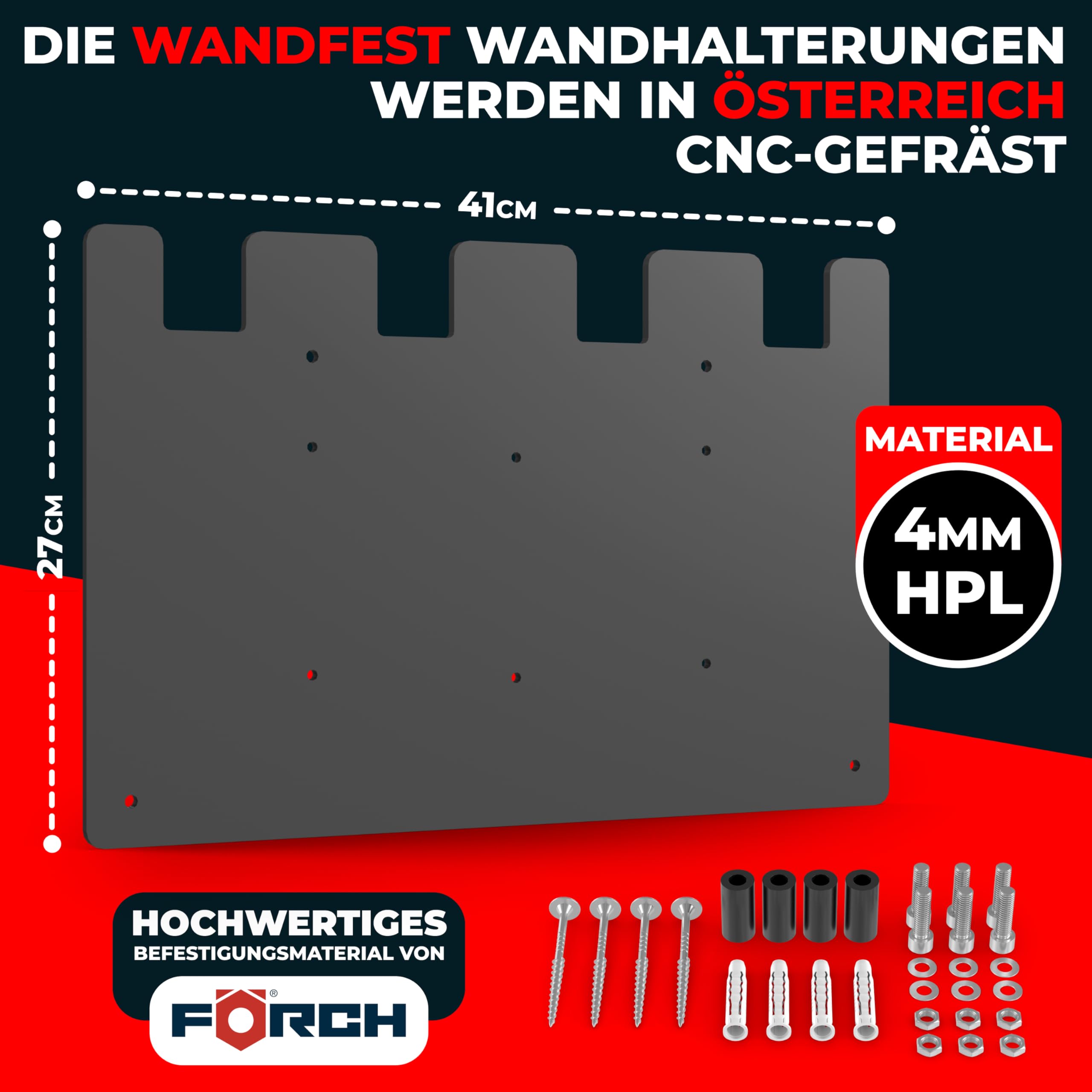 Wandfest® Supporto da parete per batterie e caricabatterie Milwaukee, con materiale di fissaggio, prodotto in Austria, supporto per batteria Milwaukee per 1-4 batterie | Ora più ordine in officina e