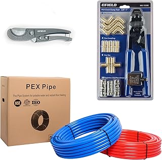 EFIELD 1/2-inch PEX Pipe Plumbing Installation Kit: 1/2-Inch X 200 ft Pe...