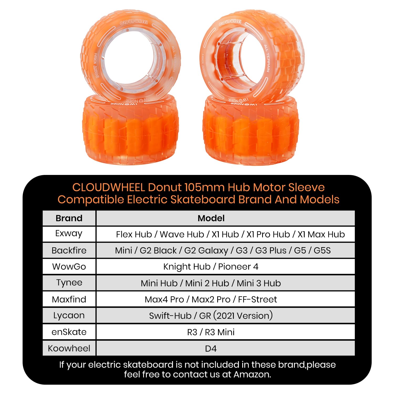 IWONDER CLOUDWHEEL Donut 105mm Hub Motor Sleeve Urban All Terrain Off Road Electric Skateboard Wheels for Hub Motor Electric Skateboards