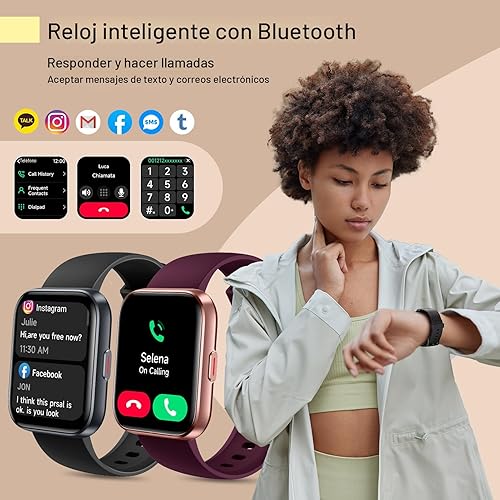 Miniatura 2 de Quican Reloj inteligente para mujer, contestarhacer llamadas, reloj de seguimiento de actividad física de 1.8 pulgadas con Alexa integrado, monitor