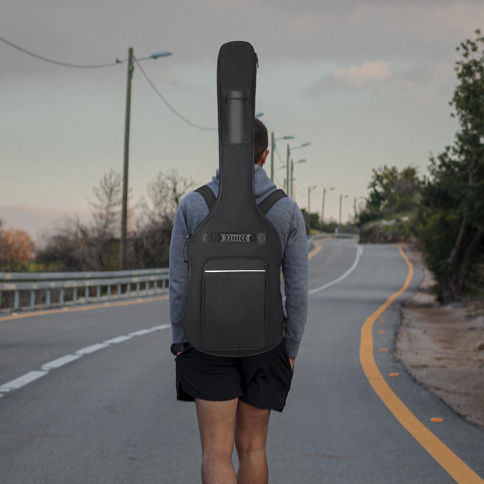 Custodia impermeabile per basso elettrico, imbottitura da 9 mm, borsa per basso elettrico, borsa per basso elettrico, con tracolla protettiva e tasche, tracolla regolabile, Nero
