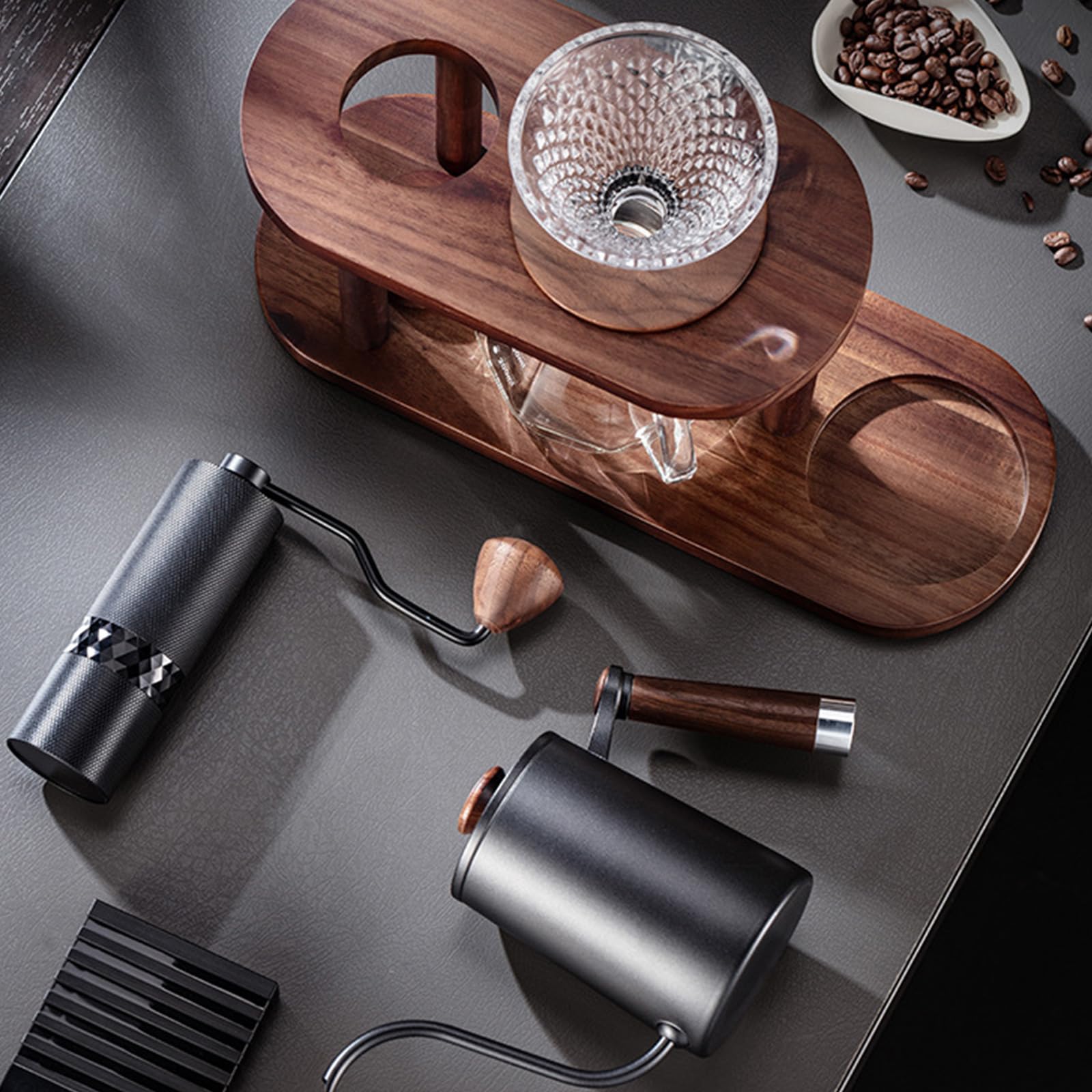 Einfaches Handtropfer Kaffeebrüher Set aus Naturholz und hitzebeständigem Glas Kaffeezubehör für kleine Küchen Ästhetisches Zubehör