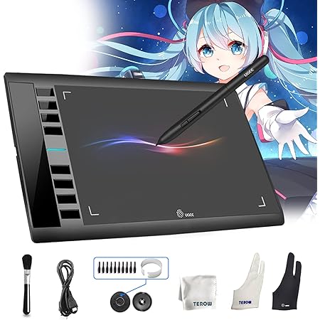 Graphics Tablet UGEE M708 V3 10 x 6 inch Large Active Area Drawing Tablet with 8 Hot Keys, 8192 Levels Pen, UGEE M708 Graphic Tablets for Paint, Digital Art Creation Sketch