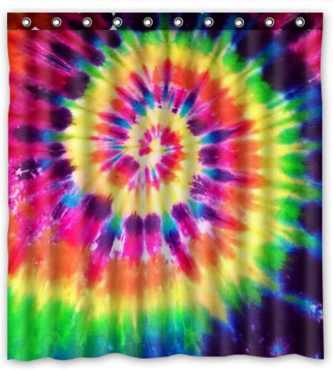 KXMDXA Custom Tie Dye Rainbow Spirals Fractal Bathroom Shower Curtains 100% Polyestey 66 X 72 inch
