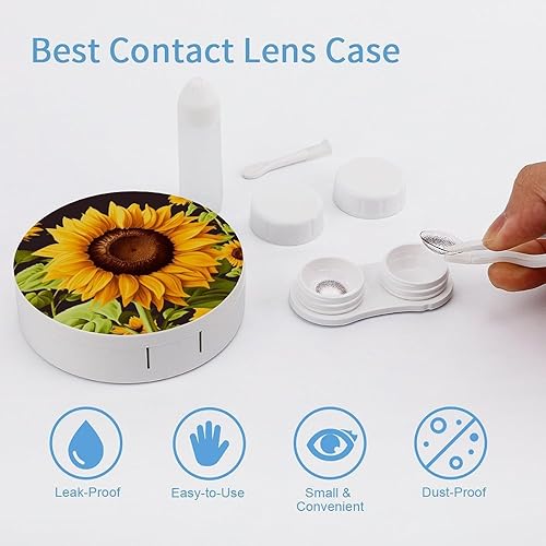 Miniatura 3 de Estuche para lentes de contacto de viaje, hermoso girasol1, caja de contacto con solución de espejo, aplicador de botellas, kit de herramientas de