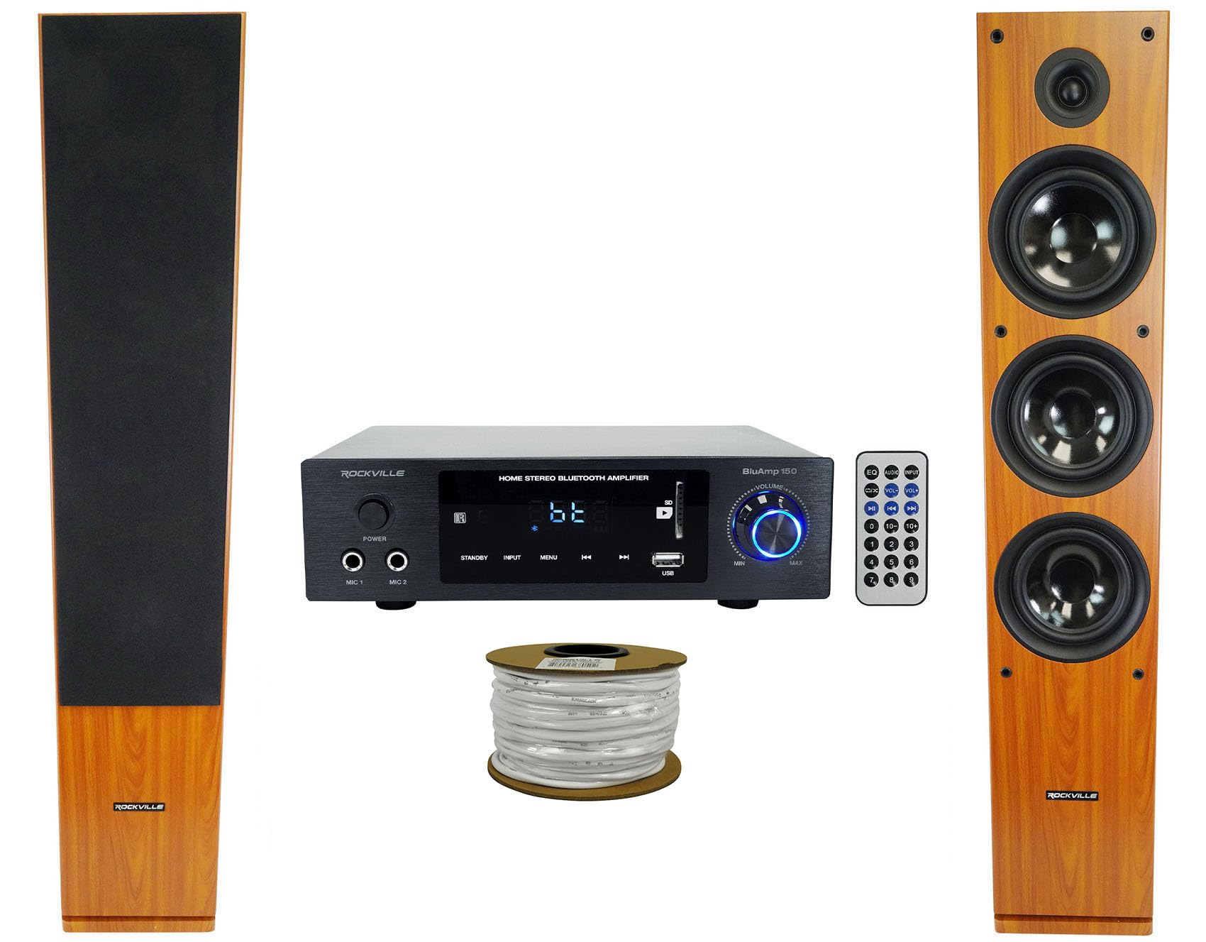 Rockville BLUAMP 150 Home Stereo Bluetooth Amplifier Receiver+(2) Tower Speakers