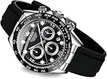 OLEVS Mens Watches Chronograph Waterproof Luminous Silicon Strap Multifunction Watches for Men Quartz Business Calendar Men Wrist Watch