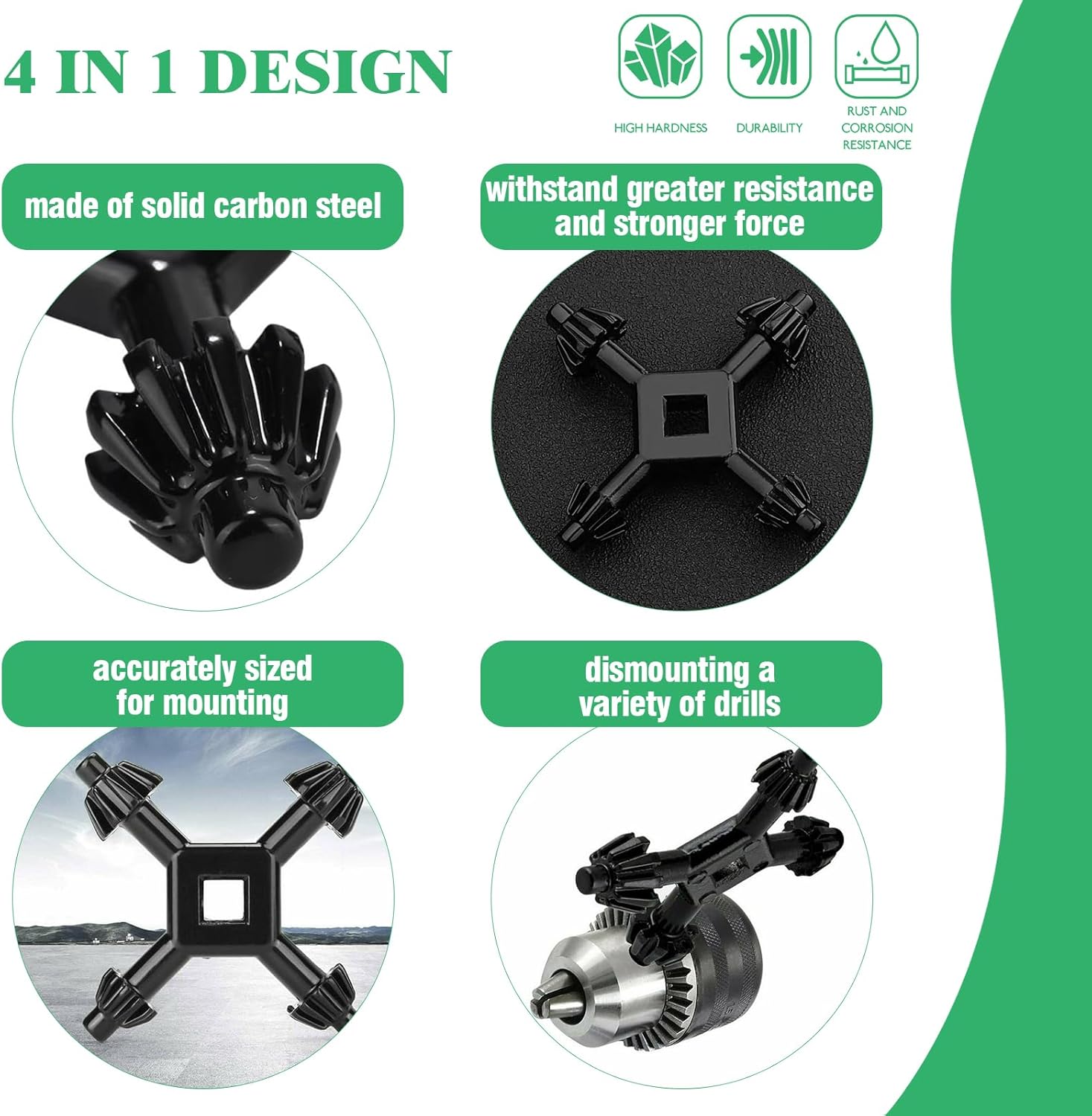 6Pcs Carbon Steel Drill Chuck Key Wrench Set, 3/4" 5/8" 1/2" 3/8" 1/4" Electric Drill Clamping Tool and 4 in 1 Steel Drills Chuck Key for Drill Power Tools Accessories