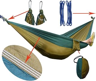 JXXUIRUIEEN Camping Hammock Hamaca portátil for Acampar al Aire Libre for Dos Personas para jardín al Aire Libre(Dark Green)