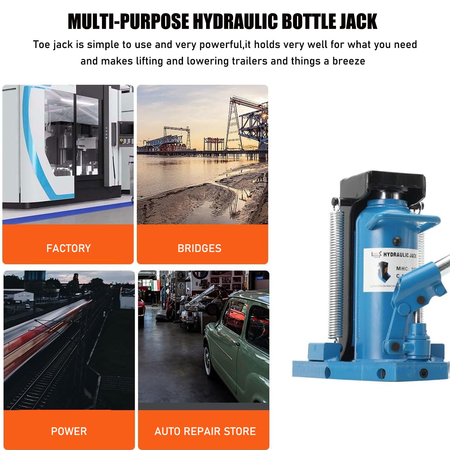 Hydraulischer Wagenheber, 5 ton/ 10 ton Martinetto Idraulica Toe Jack da Macchina Lift, Cric Idraulico a Bottiglia Sollevatore per Auto, Paesaggistici e Agricoli