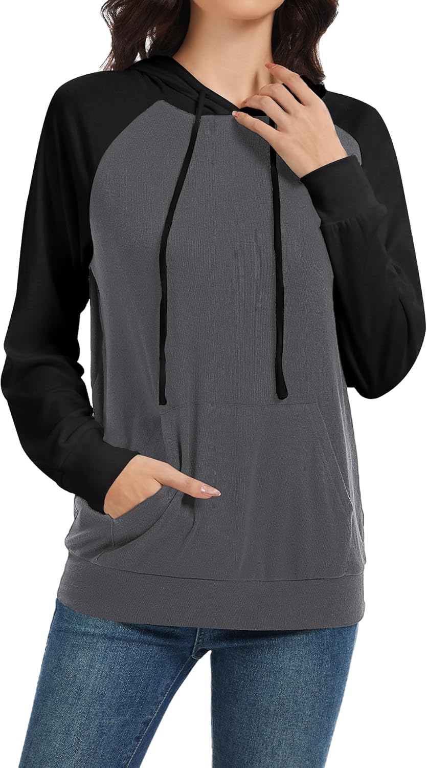 Hoodies for Women Lightweight Long Sleeve Sweatshirt Loose Fit Color Block Tunic Tops with Pockets 2025 - Image 4
