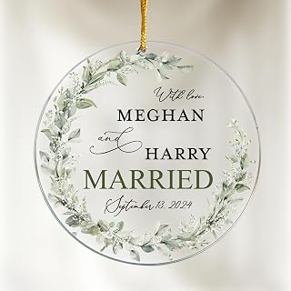 Personalized Wedding Party Favors for Guests Bulk 10 20 50 100 Registry Gifts Idea, Thank You Acrylic Ornament Custom Name Date, Groomsmen Bridesmaid Souvenirs for Family Friend (with Love)