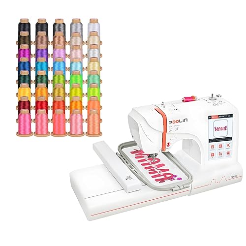 PooLin EOC05 Beginner Embroidery Bundle with 40 Thread Spools (800m),