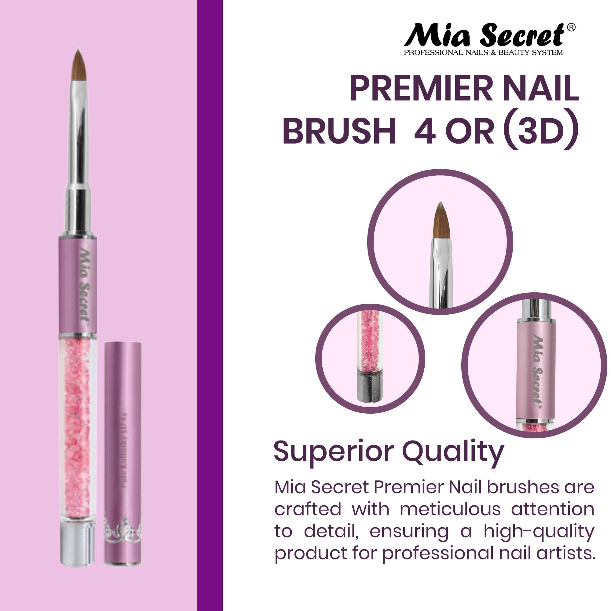 Mia Secret Premier Nail Art Brushes with 100% Kolinsky Hair