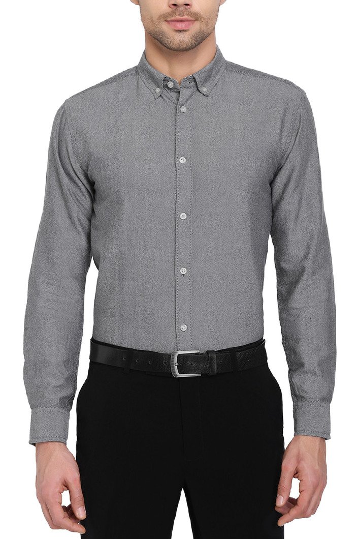 gunmetal grey dress shirt Gray Twill Dress Shirt – Anto main image 0
