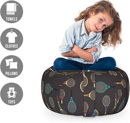 Miniatura 83 de Lunarable Silla de almacenamiento para adolescentes, coloridos patines de estilo retro, para actividades juveniles, para niñas y niños, divertido