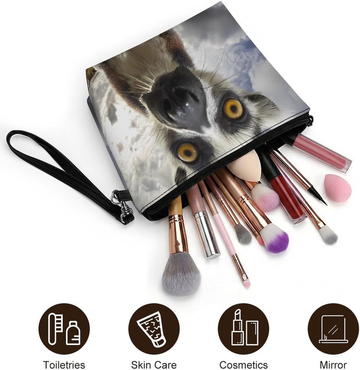 Funny Lemur Women's Makeup Bag for Purse image 5